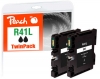 Peach Twin Pack cartouche d'encre noire compatible avec  Ricoh GC41KL*2, 405765*2