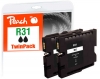 Peach Doppelpack Tintenpatrone schwarz kompatibel zu  Ricoh GC31K*2, 405688*2